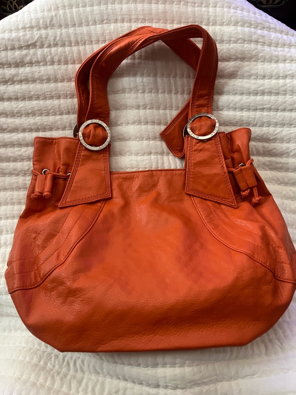 Roxy Orange Shoulder Tote with Ring Accents